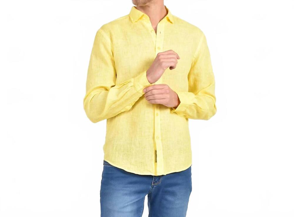 NEW EIGHT X solid linen shirt in yellow